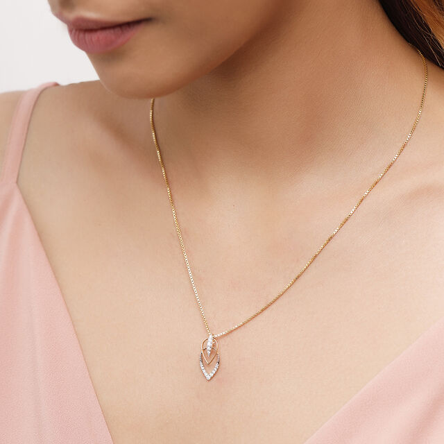 14KT Yellow Gold Harmonious Foliage Diamond Pendant,,hi-res image number null