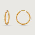 22KT Yellow Gold Radiant Beaded Hoop Earrings,,hi-res view 4