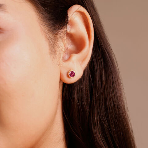 Modern Refined Ruby Gold Stud Earrings
