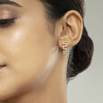 Geometric Bold Gold & Diamond Hoop Earrings,,hi-res view 2