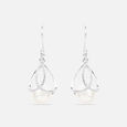 Ivory Pearl Silver Hoop Earrings,,hi-res view 3