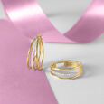 Triple Glam Gold & Diamond Hoop Earrings,,hi-res view 1