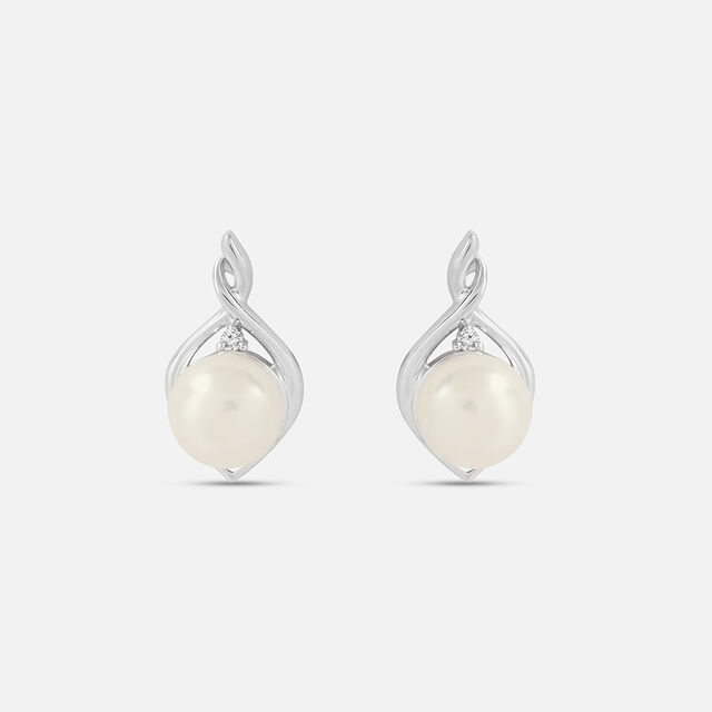 Soft Glam Pearl Silver Stud Earrings,,hi-res image number null