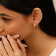 22KT Yellow Gold Dazzling Bold Hoop Earrings,,hi-res view 1