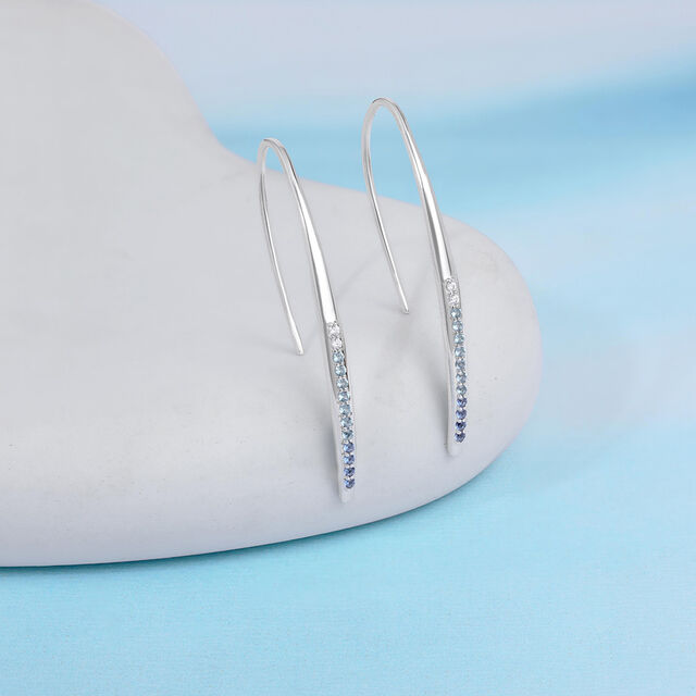 Fluid Gleaming Silver Hoop Earrings,,hi-res image number null