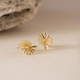Dazzling Sunburst Gold Stud Earrings,,hi-res view 1