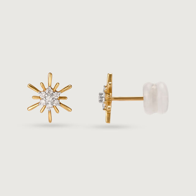 Diamond Gilded Galaxy 14KT Yellow Gold Stud Earrings,,hi-res image number null