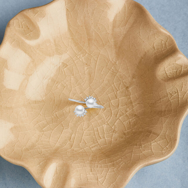 Graceful Pearl Silver Ring,,hi-res image number null