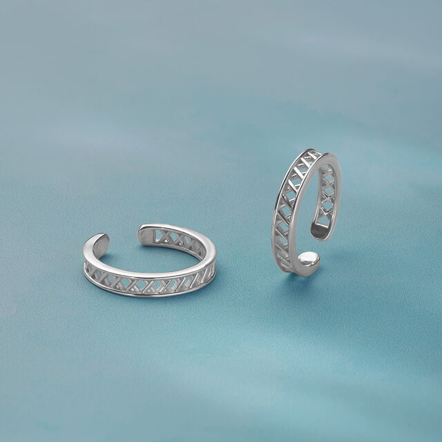 Textured Mesh Silver Toe Rings,,hi-res image number null