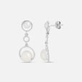 Sleek Pearl Silver Drop Earrings,,hi-res view 4