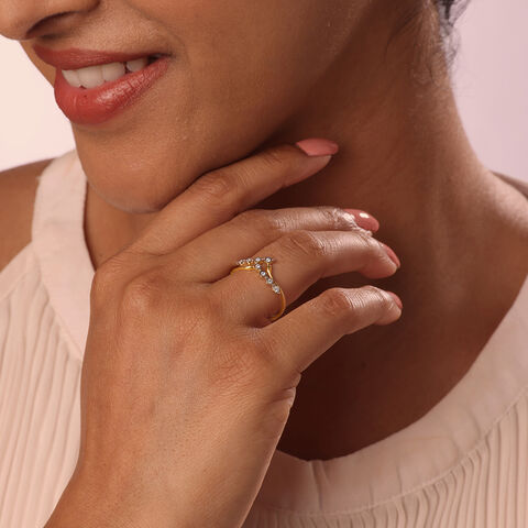 Sculpted Sparkler 14KT Gold & Diamond Finger Ring