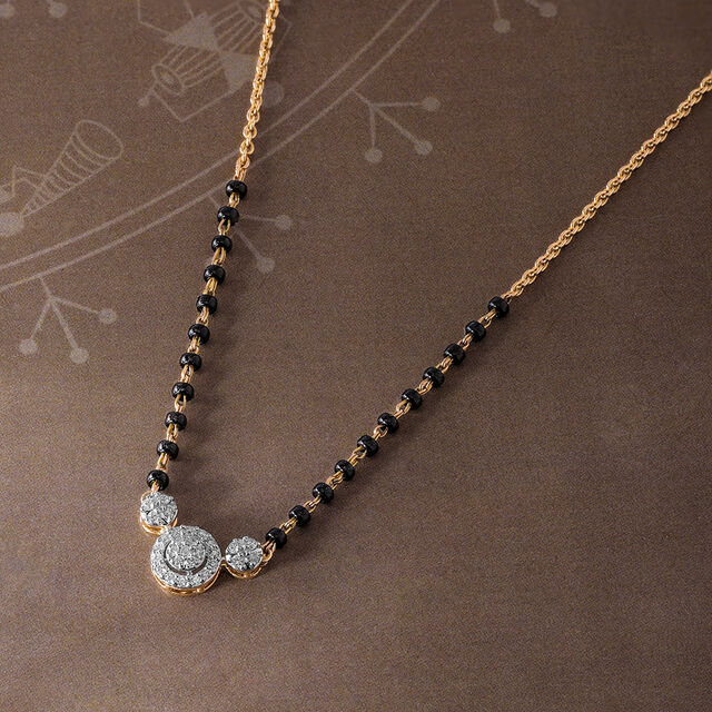 Radiant Charm 14 Kt Gold and Diamond Mangalsutra,,hi-res image number null