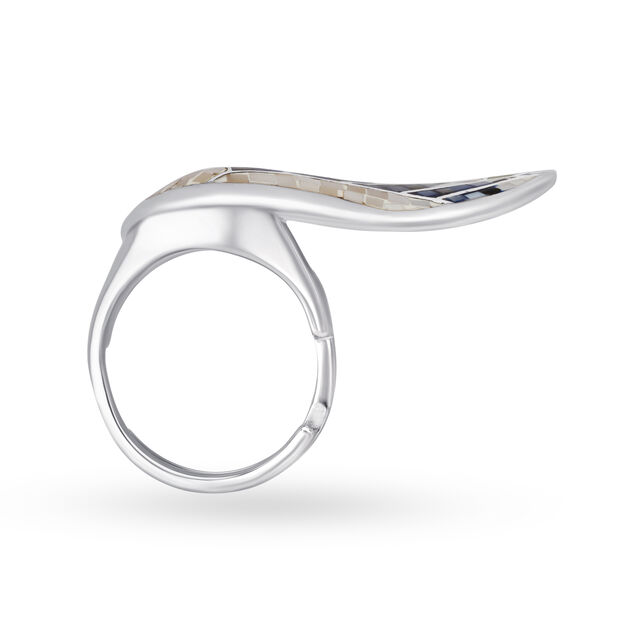 Silver Ring For Women In Single Wing Design Embellished With Multi-Coloured Mother Of Pearls,,hi-res image number null