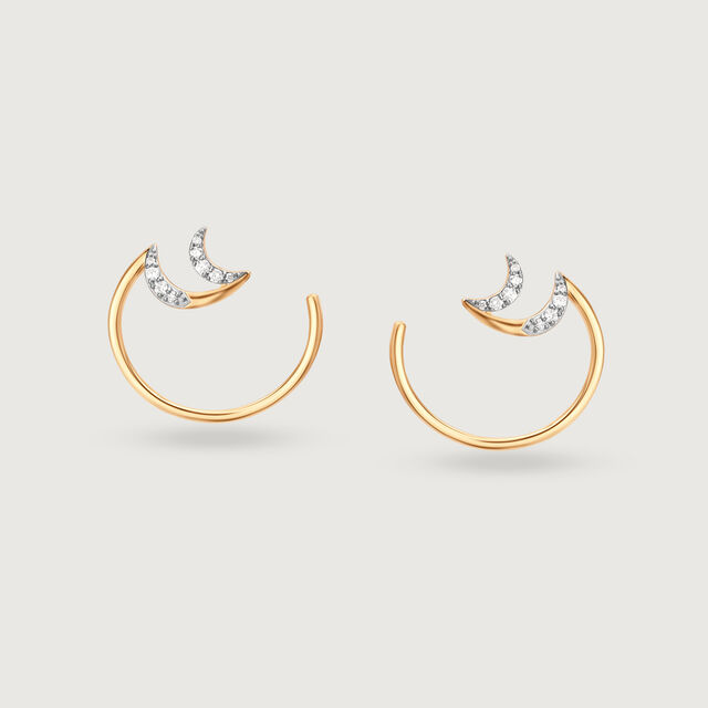 Crescent Charisma 14KT Diamond Stud Earrings,,hi-res image number null