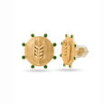 18KT Yellow Gold Dhan Coin Stud Earrings,,hi-res view 2