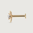Triple Petal Gold and Diamond Nose Pin,,hi-res view 4