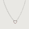 Heart Link Silver Necklace,,hi-res view 3