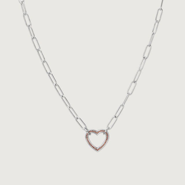 Heart Link Silver Necklace,,hi-res image number null
