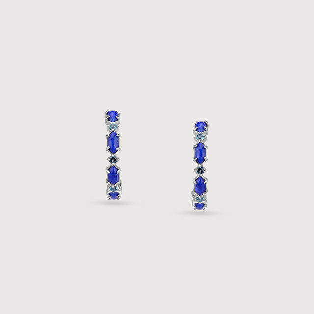 Bold Artistic Silver Hoop Earrings,,hi-res image number null