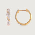 Refined Luxe Gold & Diamond Hoop Earrings,,hi-res view 4