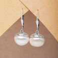 Effortless Pearl Silver Drop Earrings,,hi-res view 1
