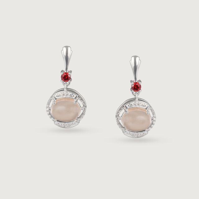 Peach Chalcedony Silver Drop Earrings for Women,,hi-res image number null