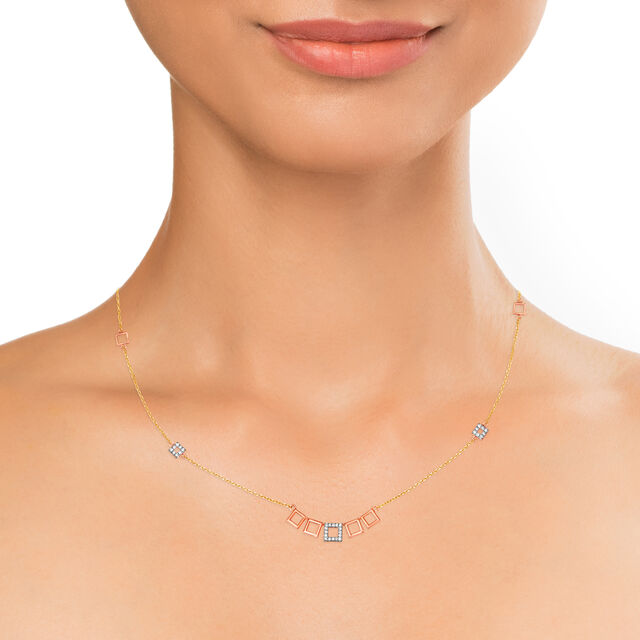 14kt Yellow and Rose Gold Diamond Necklace,,hi-res image number null