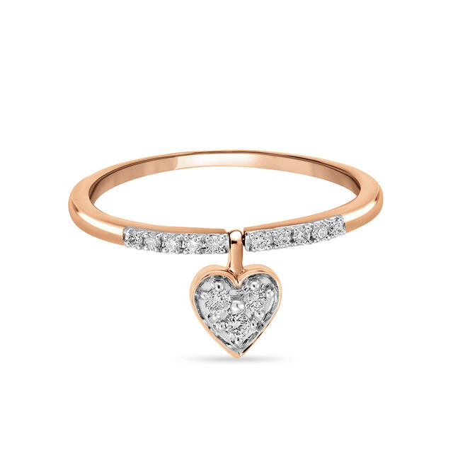 14 KT Delicate Reversible Heart Rose Gold and Diamond Ring,,hi-res view 2