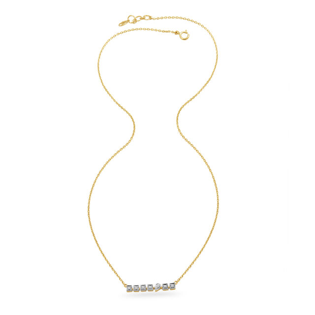Morse Code Gold & Diamond Necklace,,hi-res image number null