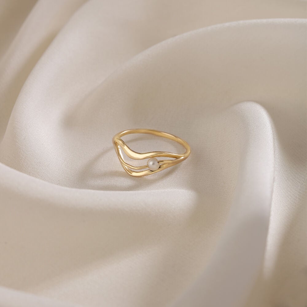 Pearl gold ring buy online on sale