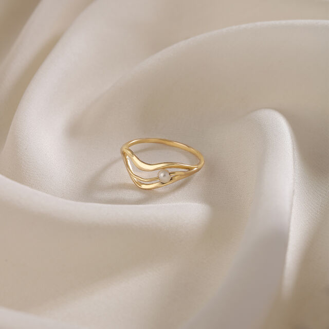 Whimsical Waves 14 Kt Gold & Pearl Ring,,hi-res image number null