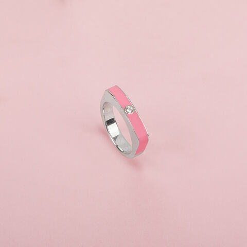 Pink Edge Silver Finger Ring