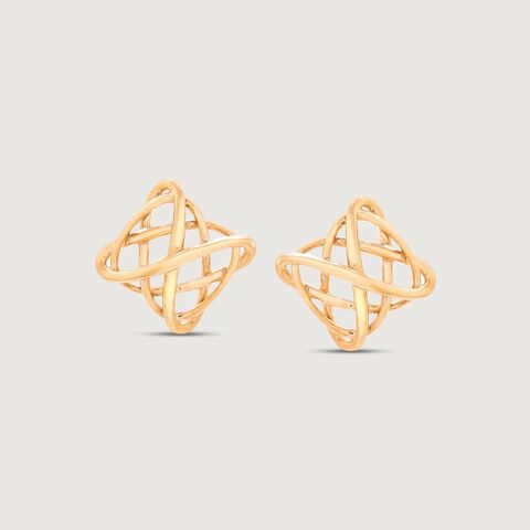 Lattice Charm Gold Stud Earrings
