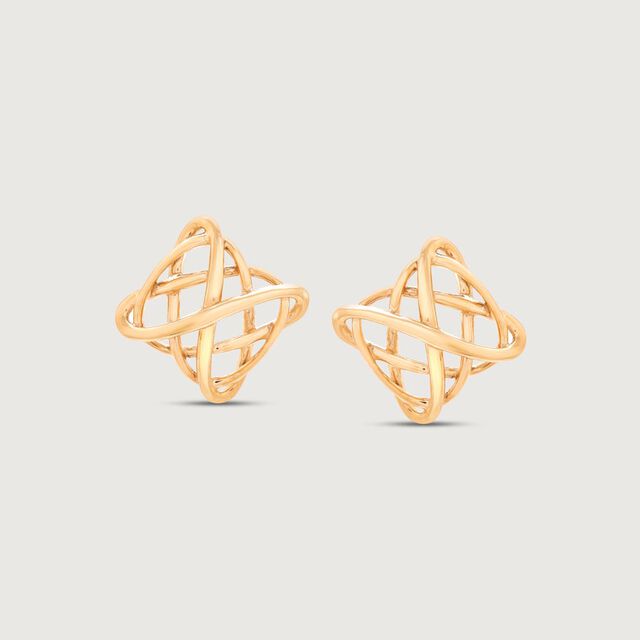 Lattice Charm Gold Stud Earrings,,hi-res image number null