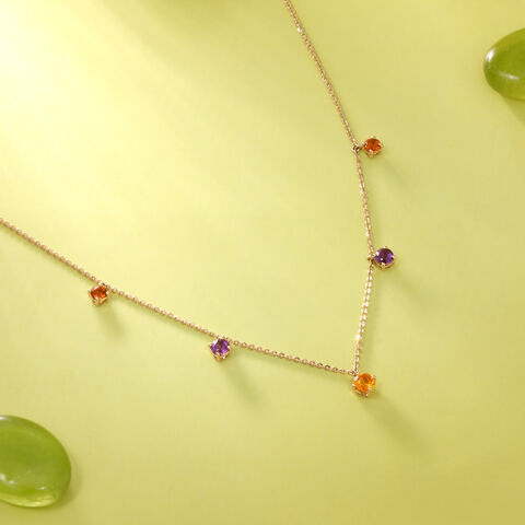 Playful Vibrant Amethyst Gold Necklace