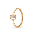 14KT Rose Gold Radiant Rectangle Trio Diamond Finger Ring,,hi-res view 3