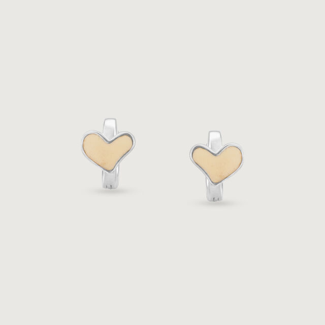 Soft Heart Silver Hoop Earrings,,hi-res image number null