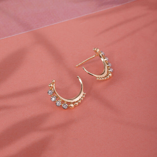 14KT Yellow Gold Curvy Stud Earrings,,hi-res image number null