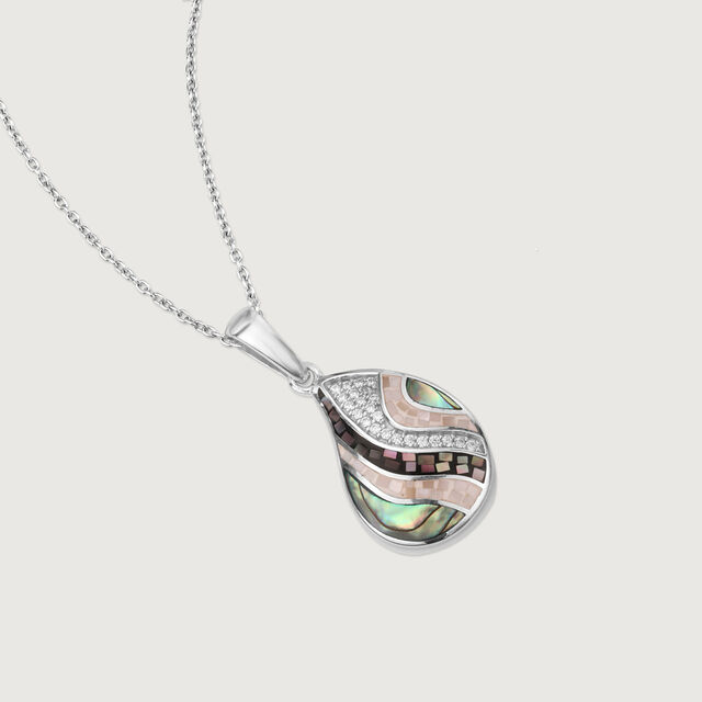 Mother of Pearl Wave Silver Pendant,,hi-res image number null