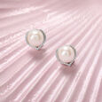 Sparkling Pearl Silver Drop Earrings,,hi-res view 1