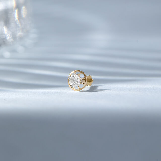 Celestial Circle Gold and Diamond Nose Pin,,hi-res image number null