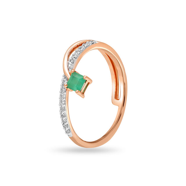 14KT Rose Gold Enchanted Dream Green Onyx Finger Ring,,hi-res image number null