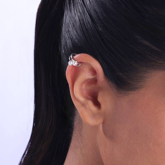 Duo Glow Silver Hoop Earrings,,hi-res image number null
