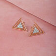 14KT Rose Gold Triangle Fiesta Diamond Stud Earring,,hi-res view 1