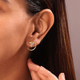 Chic Tulip 14 Kt Gold & Diamond Stud Earrings,,hi-res view 2