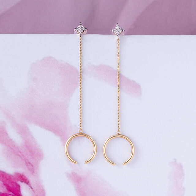 Dazzling Star Gold & Diamond Drop Earrings,,hi-res image number null