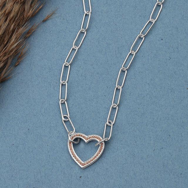Heart Link Silver Necklace,,hi-res image number null