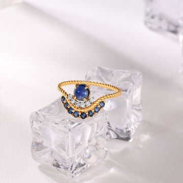 Bubbly Bliss 14KT Diamond & London Blue Topaz Finger Ring