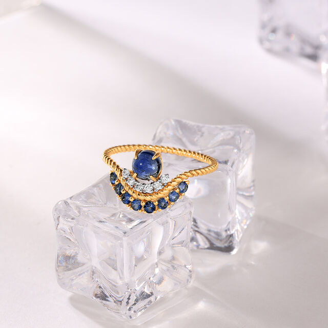 Bubbly Bliss 14KT Diamond & London Blue Topaz Finger Ring,,hi-res image number null