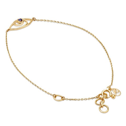 14KT Yellow Gold Wavy Evil Eye Bracelet